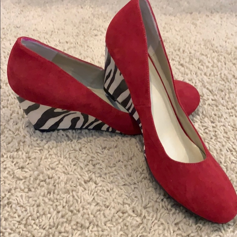 SALE! Funky Red Animal Print Wedge